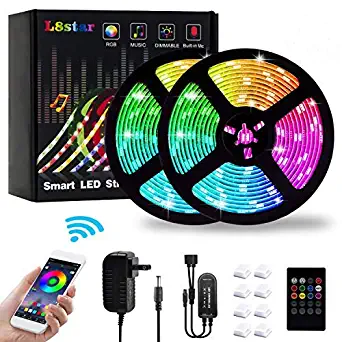 LED Strip Lights, L8star 32.8Ft/10M Color Changing Rope Lights SMD 5050 Flexible RGB Light Strips with Bluetooth Controller Sync to Music Apply for TV Bar Counter Cabinet Party Christmas Decoration