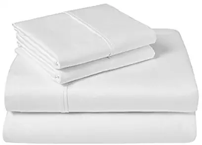 Luxury Hotel Soft Cotton Sheets White Solid 4-Piece King Bed Sheet Set , Sateen Solid, Fitted Sheet Fit up to 25 Inches Deep Pocket.