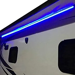 RecPro RV Blue LED Awning Party Light 12V | Mounting Channel | Black PCB (16')