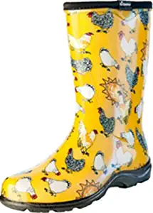 Sloggers Women's Waterproof Rain and Garden Boot with Comfort Insole, Chickens Daffodil Yellow, Size 10, Style 5016CDY10