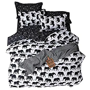 Cliab Elephant Bedding Twin Size Sheets Black White Kids Baby Boys Girls 3 Pieces