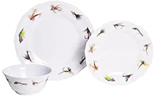 Galleyware Fishing Flies 18-Piece Melamine Dinnerware Set, Service for 6