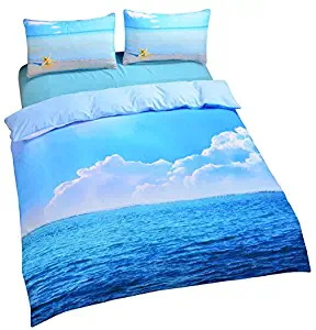 Sleepwish Starfish Bedding Duvet Cover Boys Girls Beach 3D Print 3 Piece Soft Comforter Cover Set Blue Ocean Bedspreads Queen Size