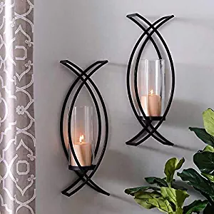 Set of Two Metal Wall Sconces Home Decor