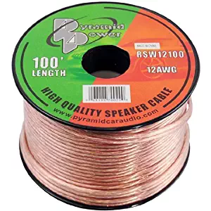 100ft 12 Gauge Speaker Wire - Copper Cable in Spool for Connecting Audio Stereo to Amplifier, Surround Sound System, TV Home Theater and Car Stereo - Pyramid RSW12100