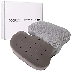 Coop Home Goods - Memory Foam Seat Cushion - Orthopedic Support and Comfort - Helps Prevent Pain - Bamboo Charcoal Infused Memory Foam - Non-Slip Bottom Layer