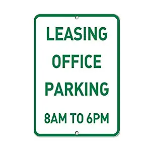 Joycenie Tin Sign New Aluminum Sign Leasing Office Parking 8 Am to 6 Pm Parking Sign Wall Decor 12x8 Inch