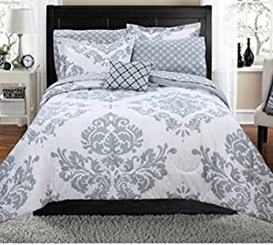 Keeco Mainstays Classic Noir Bed in a Bag Coordinating Gray Twin Bedding Set with Extra Coordinating 3 pc Twin Sheet Set #36524738