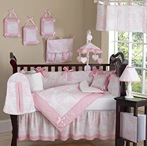 Sweet Jojo Designs 9-Piece Pink and White French Toile Baby Girl Bedding Crib Set