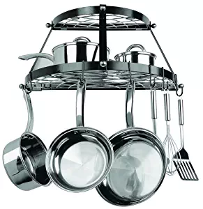 Range Kleen CW6002 2-Shelf Wall-Mounted Pot Rack, Black