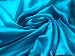 2 Piece Queen Size Solid TURQUOISE Blue SATIN Pillow Cases Silky Smooth Bridal Pillowcases Set