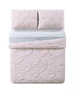 My World LHK-COMFORTERSET Pleated Reversible Twin XL Comforter Set, Twin/Twin, Blush/Silver Gr