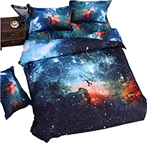 LELVA Galaxy Bedding Set Galaxy Duvet Cover Set Kids Bedding for Boys and Girls Teens Bedding Full Queen Size (1, Twin)