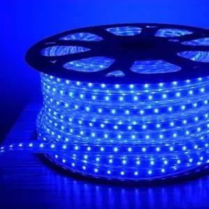 Quest 100FT LED Strip Rope Light; Indoor/Outdoor Use; Dimmable; 120V; with Power Cord; Cuttable- Blue Light