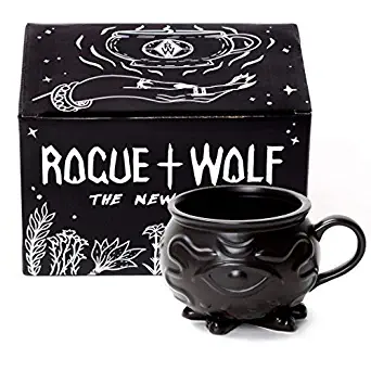 Witch Cauldron Coffee Mug in Gift Box by Rogue + Wolf Porcelain 3D Novelty Mugs Gothic Tea Cup Witches Halloween Goth Decor Witchcraft Wicca Supplies 14 oz 400ml
