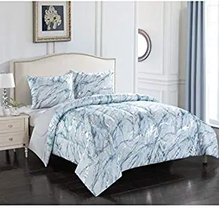 Idea Nuova Metallic Marble Comforter Set, Twin - Twin XL, Silver