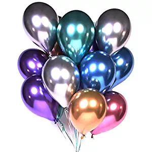 Party Balloons 12inch 50 Pcs Latex Metallic Balloons Birthday Balloons Helium Shiny Balloons Party Decoration Compatible Wedding Birthday Baby Shower Christmas Party - Metallic Multicolor