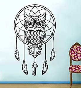 56x101cm,Wall Stickers for Bedroom Girls,Wall Tattoo Art,DIY Owl Dream Catcher Bedding Boho Feather Decoration Kitchen Children Art Murals Bedroom Decor Christmas Acrylic Decals Artwork Birthday