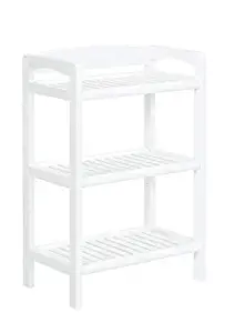 New Ridge Home Goods Abingdon Low Media Tower with Adjustable Shelf Bookcase, One Size, White