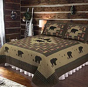 3pc King Black Bear Appalachian Trail Quilt Set