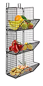 Hanging fruit basket rustic shelves Metal Wire 3 Tier Wall Mounted / over the door organizer Kitchen Fruit Produce Bin Rack Bathroom Towel Baskets fruit stand produce storage rustic decor shabby chic