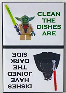 Star Wars Clean & Dirty Yoda/Darth Vader Dishwasher Magnet. Extra Strong Magnet! End Kitchen Problems! 100% Made in the USA!