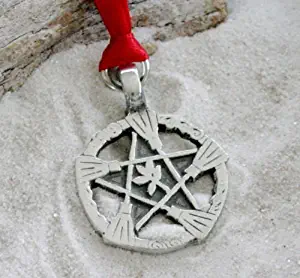 Trilogy Jewelry Pewter Witch Broom Pentagram Pagan Pentacle Halloween Christmas Ornament Holiday Decoration