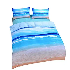 Sleepwish Ocean Bedding Beach Duvet Cover Hot 3D Print Sea Inspired Bedding with 2 Pillow Shams - Queen