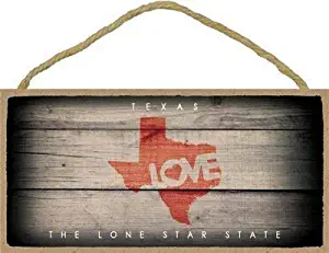 YIGUBIGU New Wood Sign Texas - State Outline with Love and State Motto 5" x 10" Wood Plaque Sign