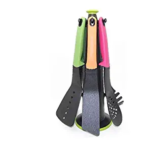 6 Piece Colorful Kitchen Utensil Set - Nylon with Stand