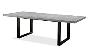 TOV Furniture The Urban Collection Modern Style Concrete Kitchen Dining Table with Black Steel Legs, Natural Grey