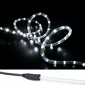 WYZworks 150' Cool White LED Rope Lights w/(Pre-attached Power Cable) - Flexible 2 Wire Accent Christmas Party Decoration Lighting…