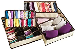 Adorn Home Essentials| Foldable Fabric Closet Storage Organizer,Drawer Organizer and Drawer Divider| Ideal for Underwear, Socks, Bras and Home Essentials| Set of 4 Organizer Drawers