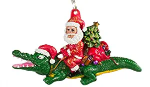 HOLIDAYS R US Alligator Bayou Santa Claus Christmas Tree Holiday Ornament Louisiana Cajun Creole Party Mardi Gras Croc Crocodile