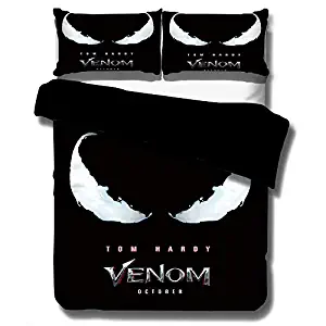 ZI TENG 3D Venom Movie Duvet Cover Kids Cartoon Venom Movie Bedding Set 100% Polyester Teenagers Adult Bed Set,3pcs 1 Duvet Cover 2 Pillowcase Twin Full Queen King