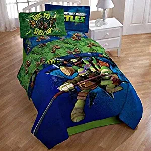 Nickelodeon Teenage Mutant Ninja Turtles Full Reversible Comforter and Sheet Set 5 piece 100% Polyester Microfiber