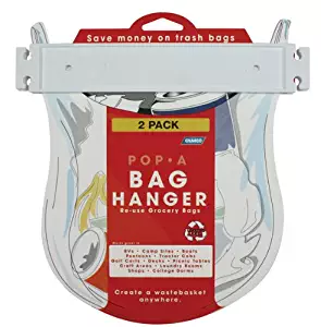 Camco Pop-A-Bag Plastic Bag Hanger- Neatly Mount and Reuse Plastic Grocery Bags, Easily Organize and Conserve Space in Your Kitchen (2 Pack) (43593)