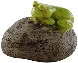 Top Collection Miniature Fairy Garden and Terrarium Statue, Sleeping Cute Frog on Stone