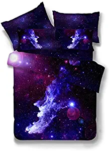 HOMIGOO Galaxy Printed Bedding Set Soft Comforter Cover 3D Printed Bed Sheet Set Twin Color M