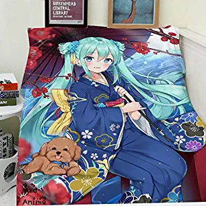 Mxdfafa Hatsune Miku Anime Super Soft Throw Blankets Coral Flannel Blanket for Bed Plane Travel