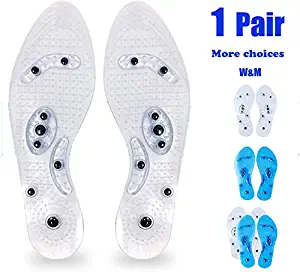 MindInsole Acupressure Magnetic Massaging Insoles - Massage Reflexology Plantar Fasciitis Pain Relief Breathable Deodorant Bamboo Charcoal Silicone Insoles (White, 1 Pair US M:9.5-12.5 W:10.5-12)