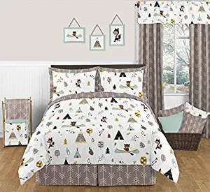 Sweet Jojo Designs 3-Piece Outdoor Adventure Nature Fox Bear Animals Boys Full/Queen Bedding Set