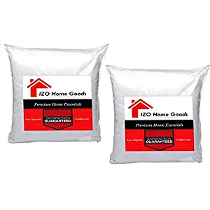 IZO Home Goods Premium Hypoallergenic Stuffer Pillow Insert Sham Square Form Polyester, 16" L X 16" W (2 Pack), Standard/White, Made in USA