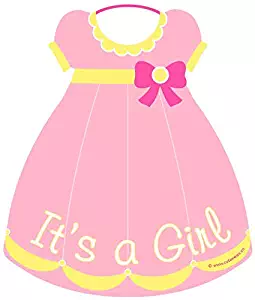 Cute News It's a Girl Baby Announcement - Welcome Home Newborn Door Sign - Shower Party Decoration Greeting Hanger- Hospital Girl Banner (Pink Dress Theme) Great Gift Idea for Parents