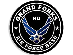 American Vinyl Round Grand Forks Air Force Base Sticker (North Dakota nd Military USAF)