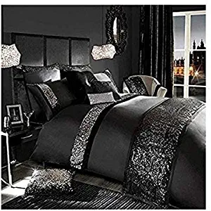 5 pc Sequin Black 1500 TC Egyptian Cotton Duvet Cover/Quilt Cover Set Quilt Cover Xmas Gift Bedding Wedding Gift (Queen)