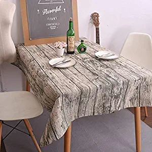 Sheicon Cotton Linen Fabric Tablecloth Washable, Rectangle Table Cover Tabletop Protector for Kitchen Dining Table Parties Rustic Decor Color Wood Grain Size Rectangle/Oblong, 54 x 102 Inch