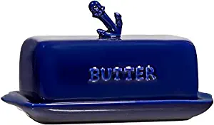 Home Essentials & Beyond 7 Inch Indigo Covered Butter Dish With Anchor Finial