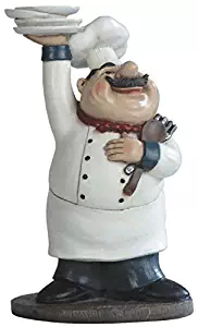 George S. Chen Imports SS-G-65003 Chef Holding Plates Figurine, 10.75"