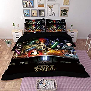 Sunday Star Wars Bedding Cover Sets-3D Printed with 3 Pieces Bedding Set, 1 Duvet Cover 2 Pillowcases, NO Comforter, King Size